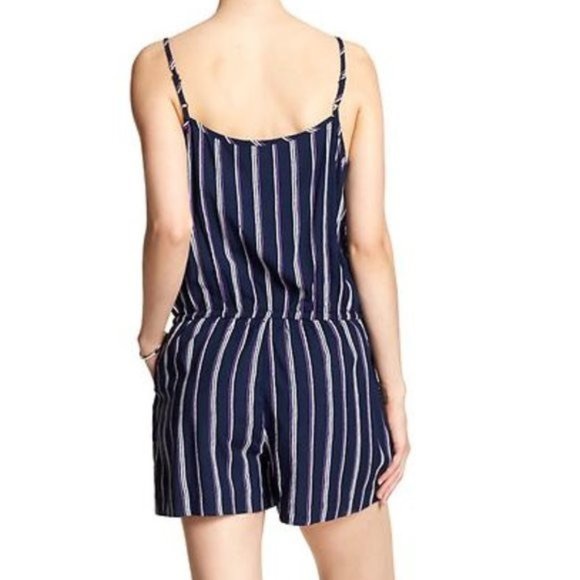 Banana Republic Surplice Stripe Drawstring Romper Size - Picture 2 of 6